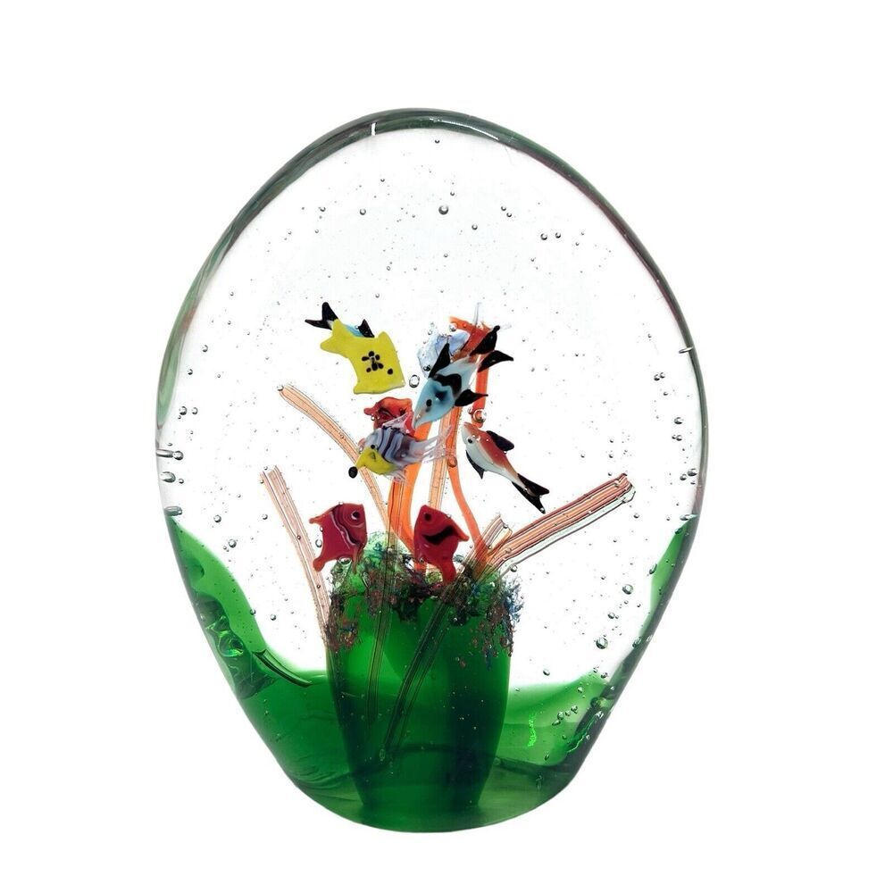 Murano Style Art Glass Tropical Fish Aquarium Beach House Decor